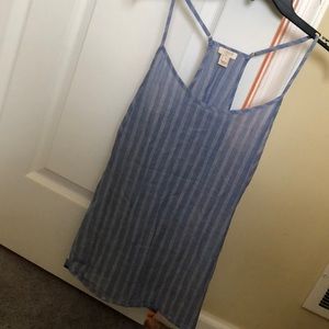 Blue and white striped tank